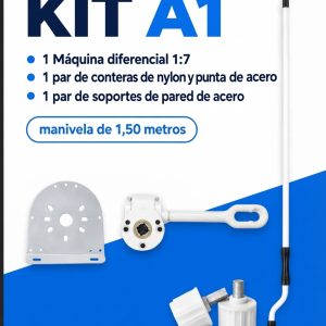 Kit A1 Almatru: maquina diferencial 1:7, conteras, soportes de pared y manivela de 1,50 m